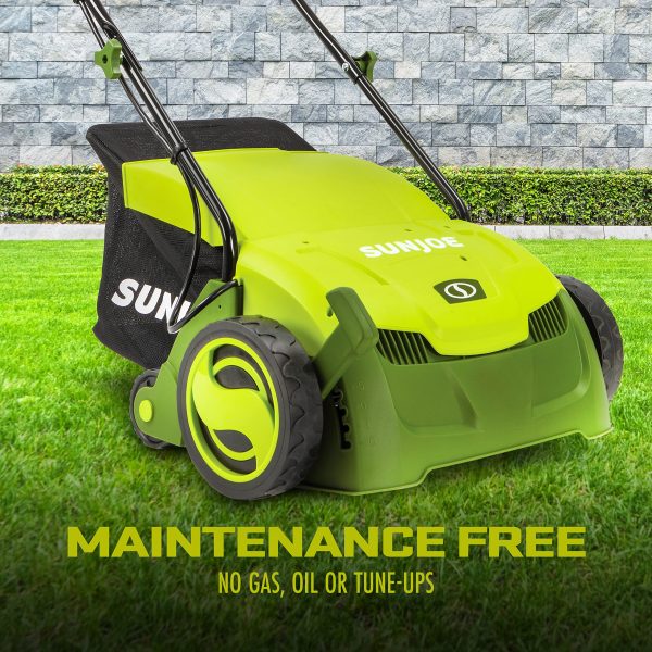 Sun Joe AJ801E 12-Amp, Electric Dethatcher and Scarifier w/Removeable 8-Gallon Collection Bag, 5-Position Height Adjustment, Airboost Technology Increases Lawn Health, 13 inch, Green - Image 2