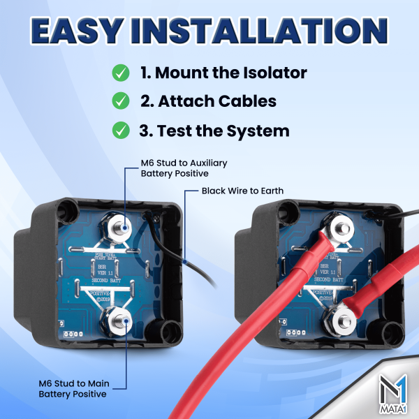 Dual Battery Charger Isolator Kit 12V 140 Amp VSR Voltage Sensitive Relay for All Vehicles by Mata1 - Image 6