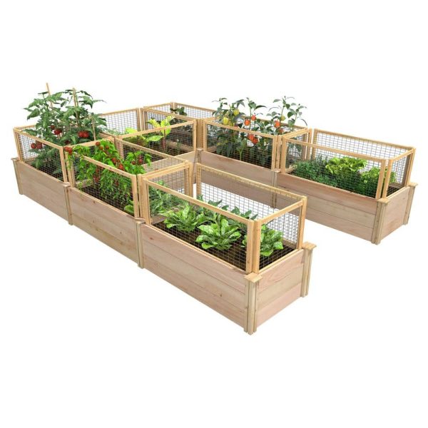 Greenes Fence 8 ft. x 12 ft. x 16.5 in. Premium Cedar U-Shaped Raised Garden Bed with CritterGuard Fencing RCUSB8X12CG