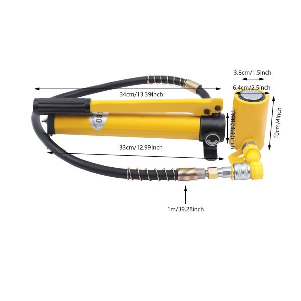 10T Hydraulic Cylinder Jack Low Profile Porta Power Ram RSC-1050 Single Acting 10T Hydraulic Ram Cylinder Jack with CP-180 Hydraulic Hand Pump for Machinery 10T Hydraulic Cylinder Ram Jack - Image 2