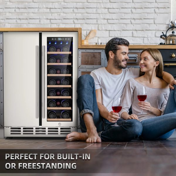 Ecojoy Wine and Beverage Refrigerator, 24 Inch Dual Zone Wine Fridge, Under Counter Wine Cooler Fridge Built-In or Freestanding, Holds 20 Bottles and 57 Cans - Image 7