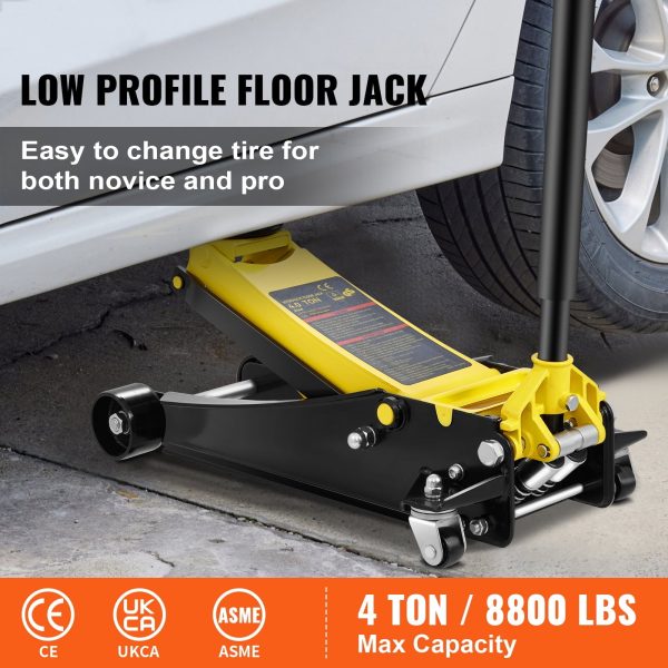 SKYSHALO 4 ton Heavy Duty Steel Dual Piston Rapid Pump Low Profile Floor Jack - Image 2