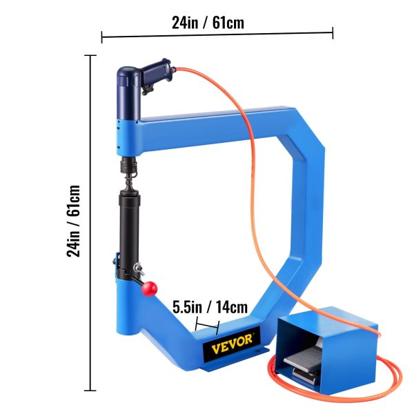VEVOR Pneumatic Planishing Hammer, 19.63" Throat Power Hammer Blacksmithing, Planishing Hammer Auto 1/2/3" Radius Anvil, Planishing Air Hammer, English Wheel w/Foot Pedal for Industrial Metal Shaping - Image 8