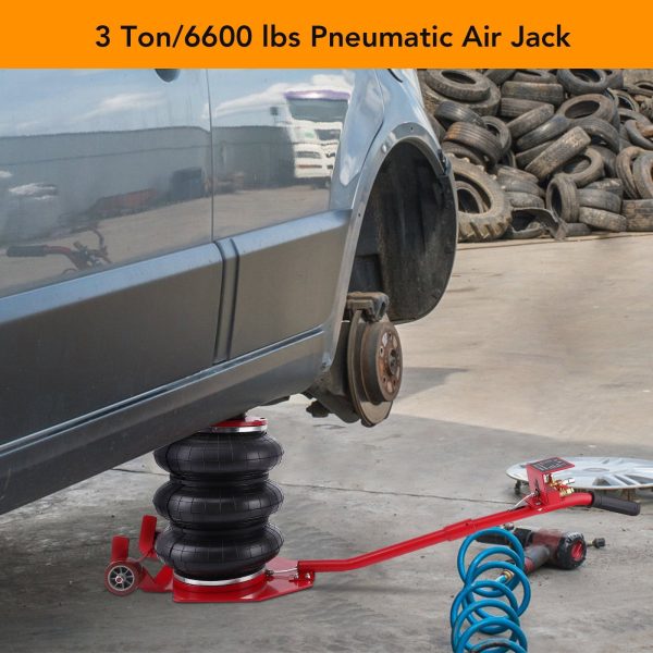 Air Jack, 3 Ton/6600 lbs Triple Bag Air Jack, 3-5S Lift Up to 15.75 Inch Fast LiftingJack for Cars with Long Handle - Image 5