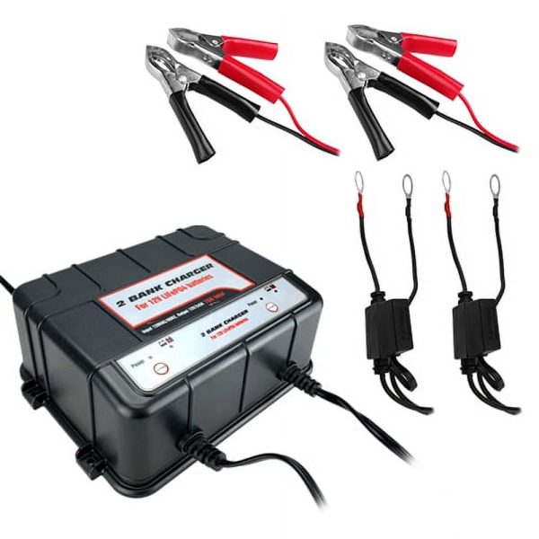 Banshee Lithium LiFePO4 2 Bay 12V 5AMP Battery Charger/Maintainer w/ Eyelet Connectors