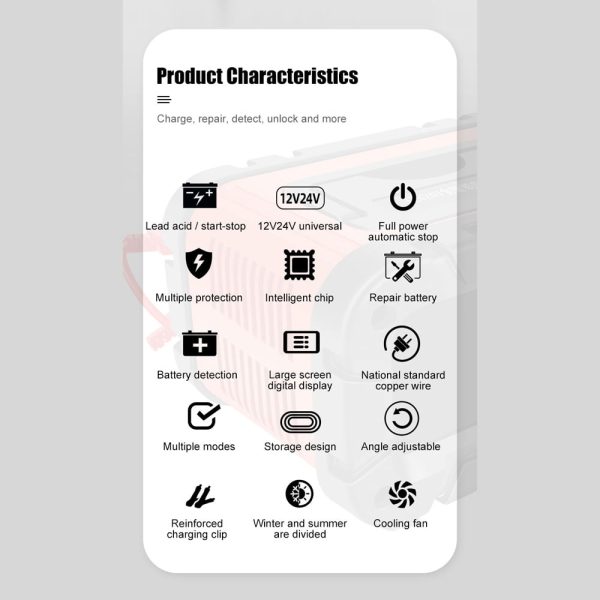 E-FAST E-FAST Car Battery Chargers /24V Intelligent Pulse Repairing Device Automotive Battery Trickle Maintainer with LCD Digital Display for Car Truck Motorcycle Battery Leadacid Battery - Image 7