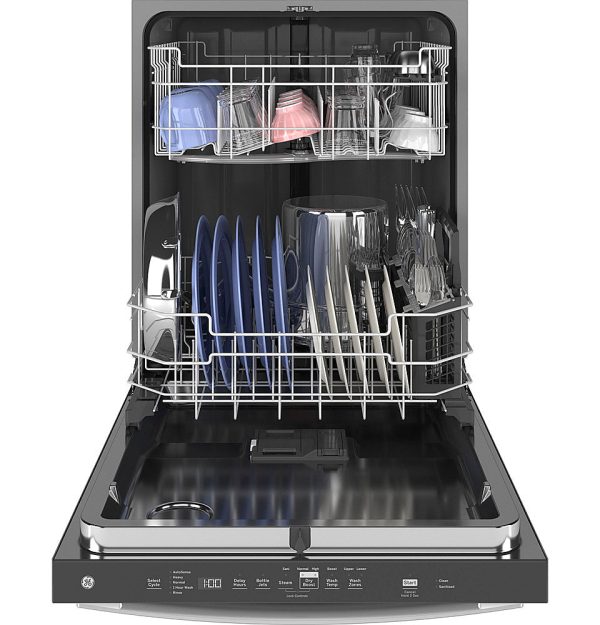 GE - Top Control Smart Built In Dishwasher with Sanitize Cycle and Dry Boost, 50 dBA - Stainless steel - Image 2