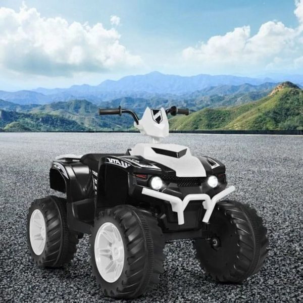 Electric ATV for Kids with LED Lights and Treaded Tires - White - Image 2