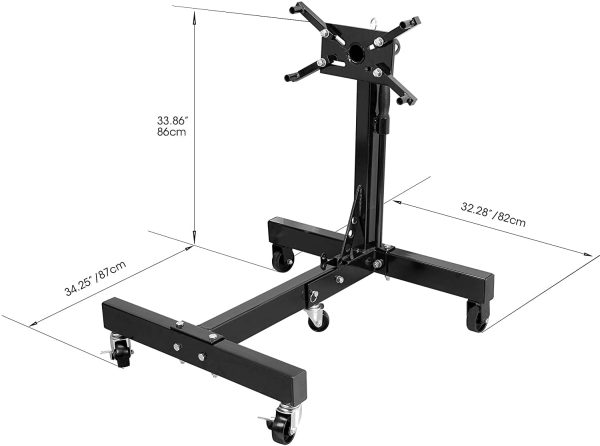 Torin DT26801B Steel Rotating Engine Stand with 360 Degree Rotating Head and Folding Frame: 3/4 Ton (1,500 lb) Capacity, Black - Image 2