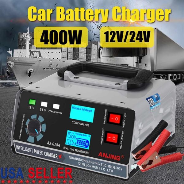 kydely NEW 400W 12V/24V Heavy Duty Smart Car Battery Charger Automatic Pulse Repair Trickle - Image 4