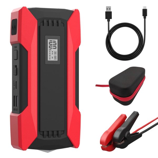 Meterk 1500A Peaks 10000mAh Car Jump Starter QC3.0 Fast Charging with LED Digital Display/Dual USB/Safety Hammer/LED Light/Multiple Protections 12.0V Car Battery Booster Pack Support Low-Tempera