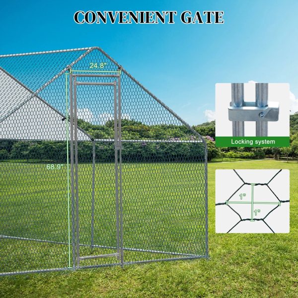 ZGBY Large 10X10Ft Metal Chicken Run Pen Walk-In Cage Poultry Coop Duck Rabbit House - Image 5