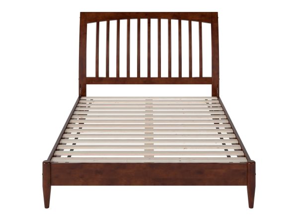 AFI Orleans Full Solid Wood Low Profile Sleigh Platform Bed, Walnut - Image 2