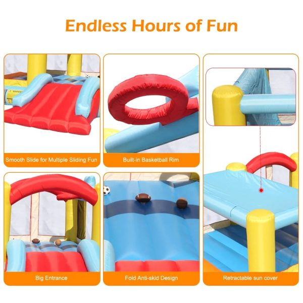 Track 7 Inflatable Bounce House,Inflatable Jumping Castle with a Basketball Hoop,Slide,Three Balls - Image 3