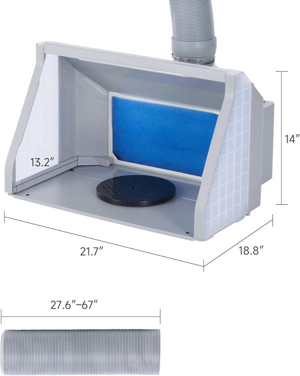 Airbrush Spray Booth With Dual Fans, Portable Paint Spray Booth For Airbrushing With Stepless Speed Switch, 3 LED Lights And Exhaust Hose, Airbrush Booth Kit For Painting Model Craft DIY - Image 6