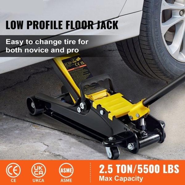 SKYSHALO 2.5 ton Heavy Steel Single Piston Hydraulic Pump Low Profile Floor Jack - Image 2