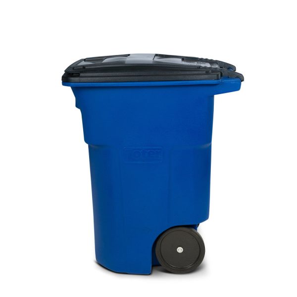 Toter 96 Gallon Trash Can with Smooth Wheels and Lid Blue - Image 3