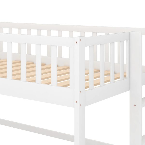 :Low Loft Bed with Slide and Ladder, Twin Size, White - Fun Slide, Space-Saving Design, Perfect for Kids - Image 5