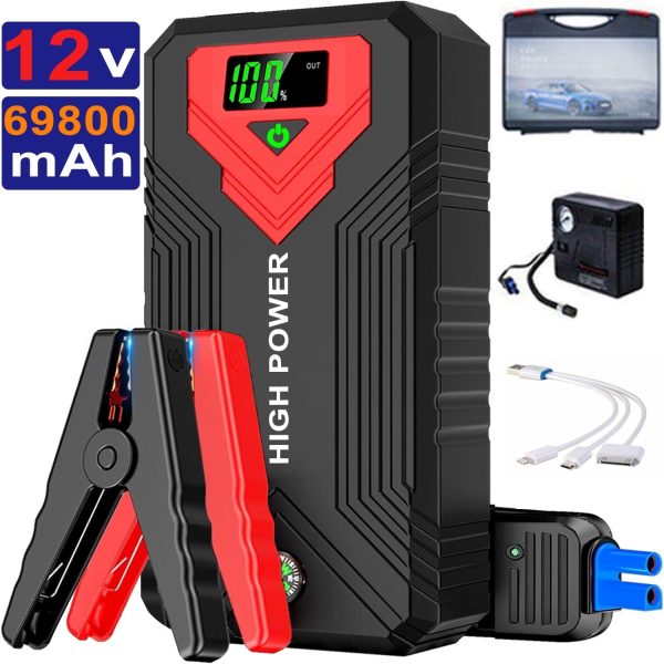 Car Jump Starter, 1600A Ultra Safe Car Battery Jump Starter, Portable Jump Starter Battery Pack, 12V Auto Battery Booster with Built-in LED Light, USB Quick Charge 3.0