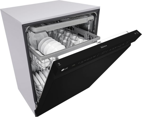 LG - 24" Front Control Smart Built-In Stainless Steel Tub Dishwasher with 3rd Rack, QuadWash, and 48dba - Black - Image 2