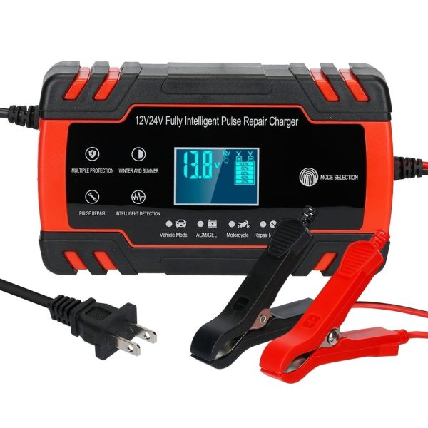 Car Battery Charger 12V 8A 24V 4A Smart Automatic Battery Charger with LCD Display