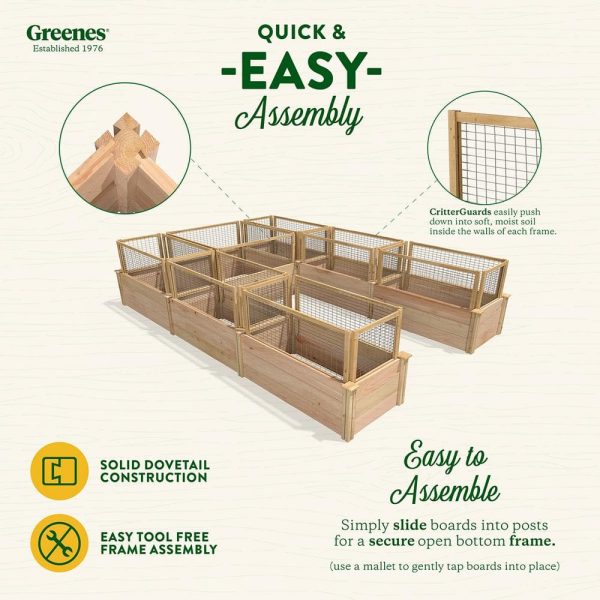 Greenes Fence 8 ft. x 12 ft. x 16.5 in. Premium Cedar U-Shaped Raised Garden Bed with CritterGuard Fencing RCUSB8X12CG - Image 4