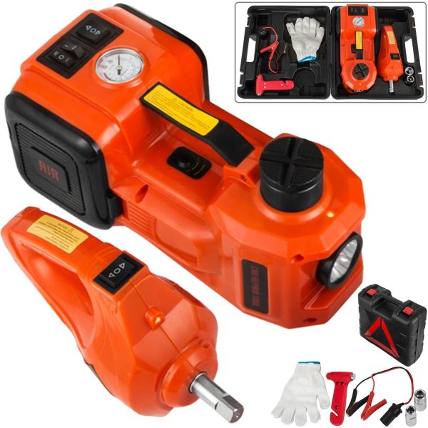 BENTISM Electric Car Jack 3 Ton Floor Jack Lift 12V W/Impact Wrench & Tire Inflator Pump