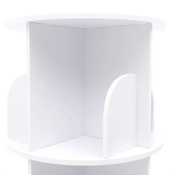 Wuzstar 4 Tiers Rotating Bookshelf 360 Degrees Display Shelves Bookshelf Organizer White Stackable Rack Floor Standing Bookcase for Living Room, Bedroom and Office, 15.7 * 15.7 * 46.5in - Image 7