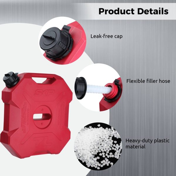 Plastic Petrol Can Professional: 1.85gal Fuel Container Gasoline Bucket for Car - Image 3