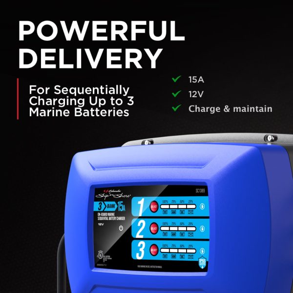 Schumacher Fully Automatic Direct-Mount 3-Battery Marine Charger and Maintainer- 15 Amp, 12V - Image 3