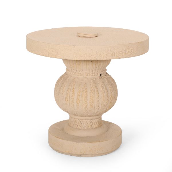 Speakes Outdoor Cast Stone Umbrella Holder Side Table