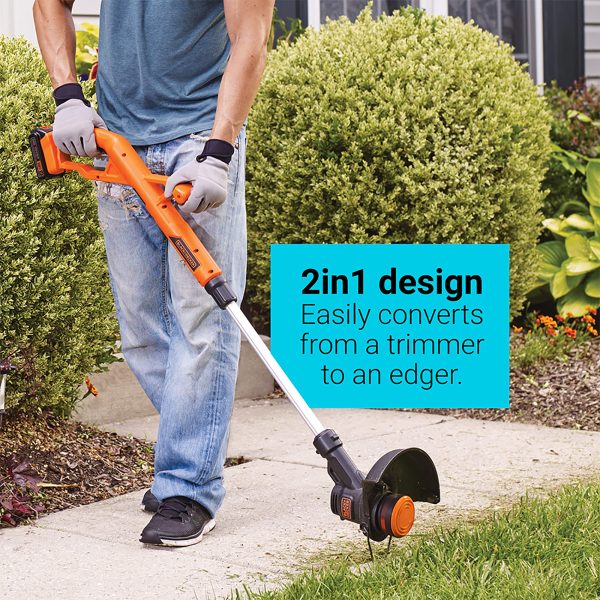 BLACK+DECKER 20V MAX* POWERCONNECT 10 in. 2in1 Cordless String Trimmer/Edger + Sweeper Combo Kit (LCC222) - Image 5