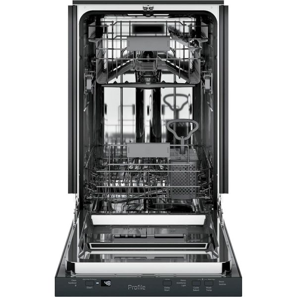 GE Profile - 18" Top Control Built-In Dishwasher with Stainless Steel Tub - Black - Image 3