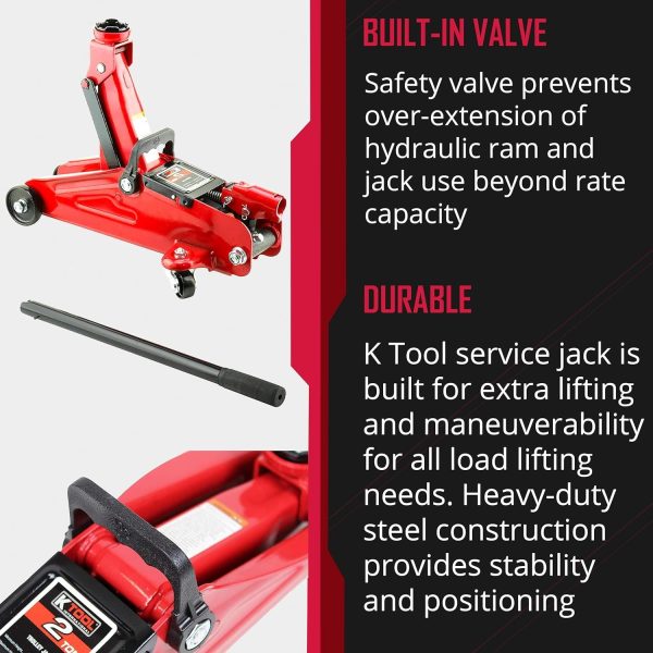 K Tool International 63103A 2 Ton Capacity Trolley Jack - Image 2