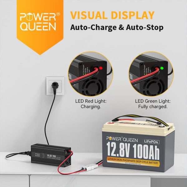 Power Queen 14.6V 20A Smart LiFePO4 Battery Charger and Maintenance - Image 2