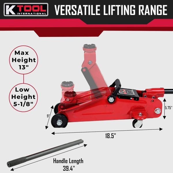 K Tool International 63103A 2 Ton Capacity Trolley Jack - Image 4