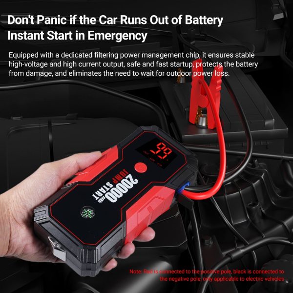 DN13 Automobile Emergency Starting Supply Car Jump Starter,600A Peak Current 20000 MAh Emergency Starter Supply Multi-Function Auto Portable Bank Portable 12V Auto Battery Booster with Z - Image 6