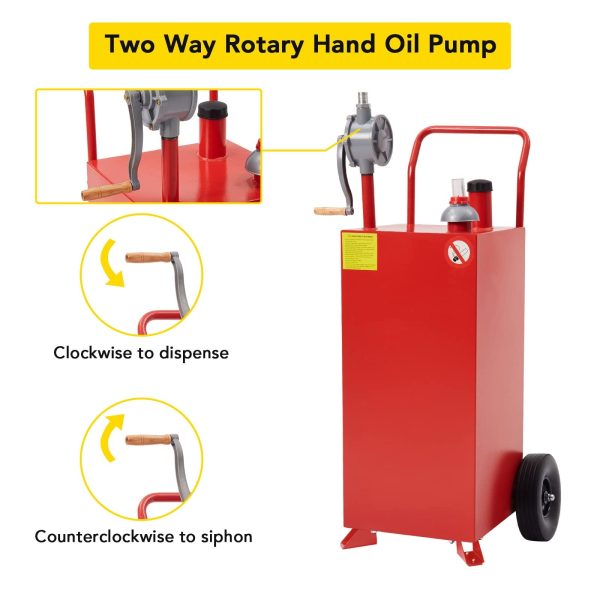 Towallmark 30 Gallon Portable Gas Caddy Fuel Storage Tank Large Gasoline Diesel Can Hand Siphon Pump for Boat, ATV, Car, Motorcycle - Image 3