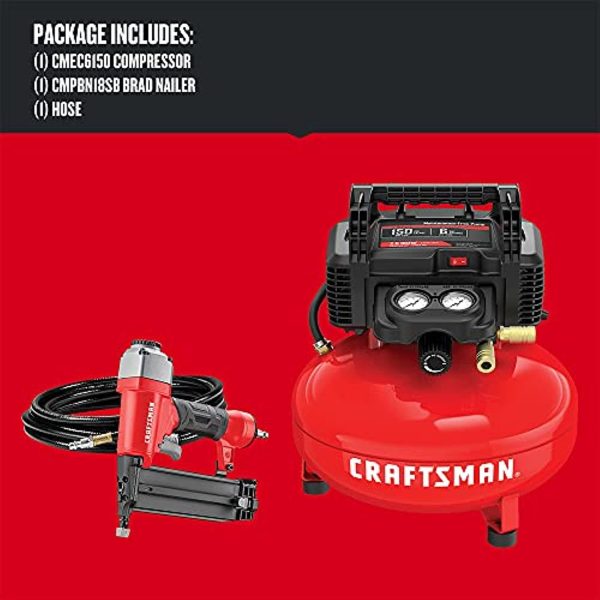 Craftsman 6 gal. Pancake Portable Brad Nailer and Air Compressor Combo Kit 150 psi 0.8 hp - Case Of: 1 - Image 2