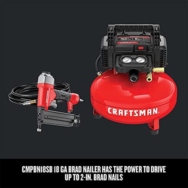 Craftsman 6 gal. Pancake Portable Brad Nailer and Air Compressor Combo Kit 150 psi 0.8 hp - Case Of: 1 - Image 4