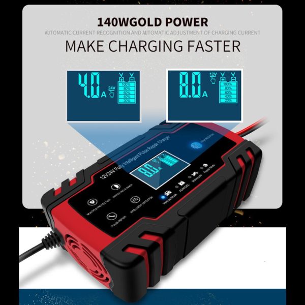 Car Battery Charger 12V /24V Smart Fully Automatic Battery Repair Pulse Charger - Image 6