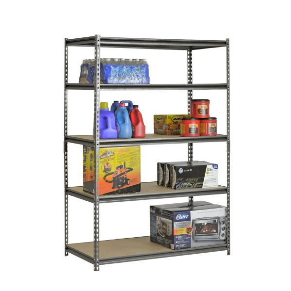 Edsal 48"W x 24"D x 72"H 5-Shelf Steel Freestanding Shelves， Silver-Vein - Image 2