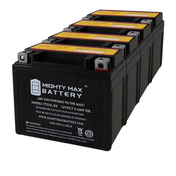 YTX5L-BS Battery Replaces Aprilia SR H2O Di-Tech 50 00-04 - 4 Pack