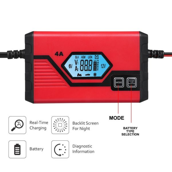 Pristin Charger,Maintainer Car Atv Screen Battery Maintainer Battery With Lcd Amp 6v/12v Battery Car Battery 4 Lcd Screen Battery 6v/12v Battery With Battery 4 Amp With Lcd Screen - Image 6