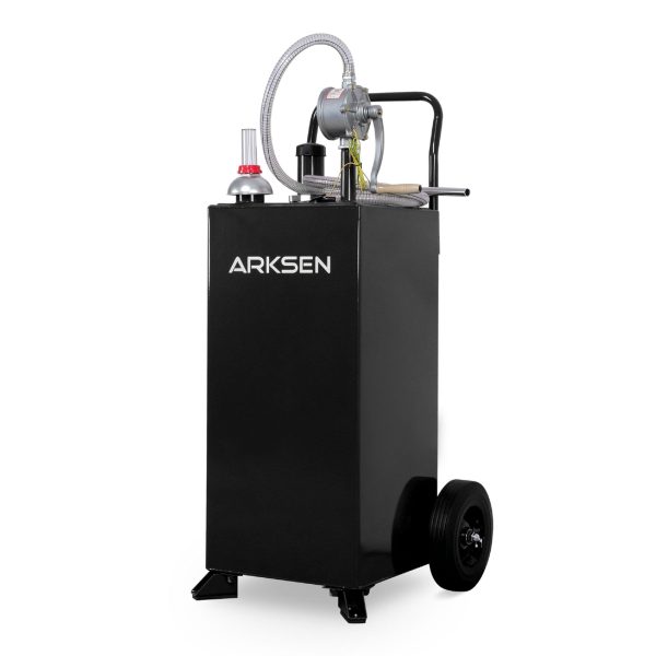 Arksen 30 Gallon Portable Fuel Transfer Gas Can Caddy Storage Gasoline Tank Heavy Duty 30-Gallons Capacity- Black