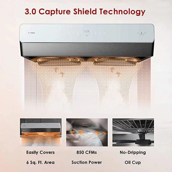 FOTILE Pixie Air® Series Slim Line Under the Cabinet Range Hood with WhisPower Motors and Capture-Shield Technology for Powerful & Quiet Cooking Ventillation - Image 2