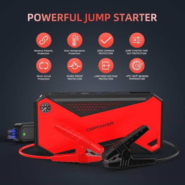 DBPOWER Red 800A Peak 18000mAh Portable Car Jump Starter Battery Booster with LCD Screen - Image 4