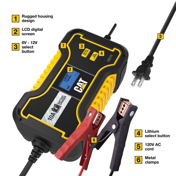 Cat CBC10 Professional 6-Volt/12-Volt 10-Amp Automatic Battery Charger/Maintainer, CBC10 - Image 4