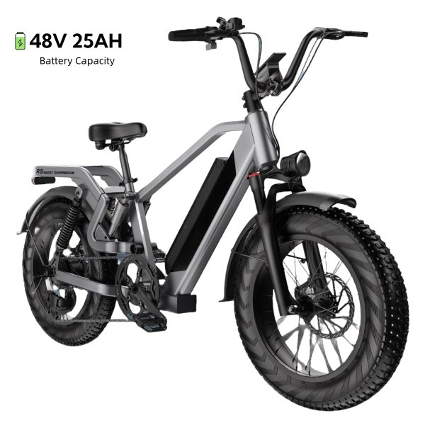 Electric Bike For Adults, 20'' Fat Tire Folding Ebike With 750W Brushless Motor 48V 25AH Battery, 7 Speed 20MPH, Foldable E-Bikes