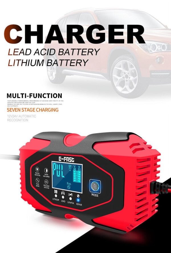 Car Battery Charger Smart Automatic 12V/24V Lead-acid AGM GEL& Lithium LiFePO4 - Image 8